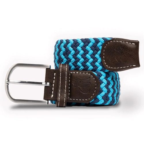 Recycled Woven Belt Sky Blue Zigzag