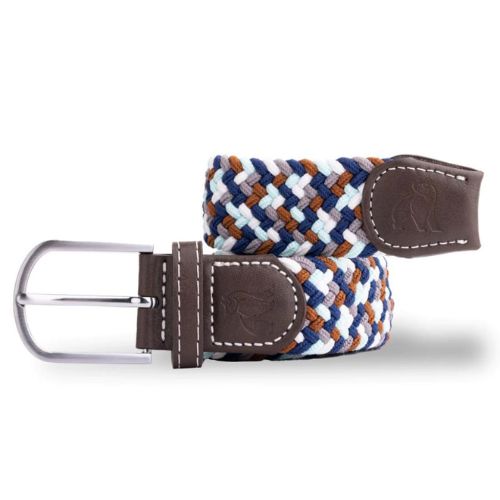 Recycled Woven Belt - Navy/Grey/Brown Zigzag