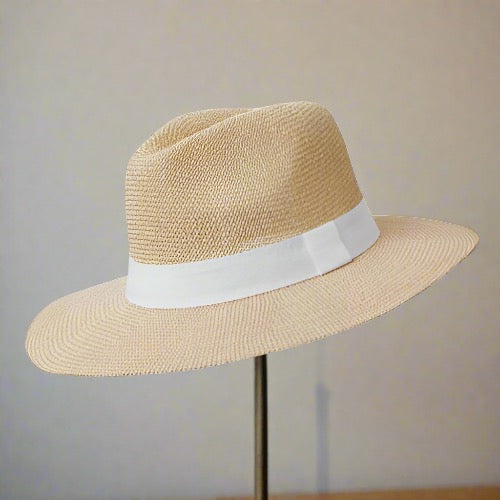 Panama Hat - Natural Paper with White Band