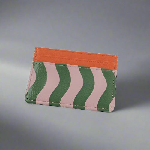 Lilac & Green Wave Stripe Card Holder