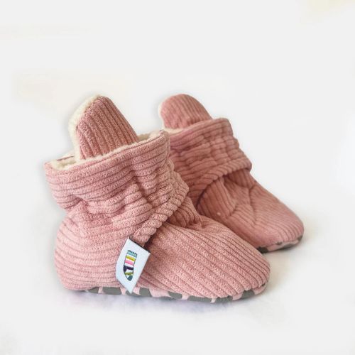Stay-On, Non-Slip Booties - Pink Corduroy