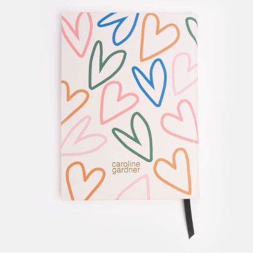Multi Outline Hearts Slim Hardback Notebook