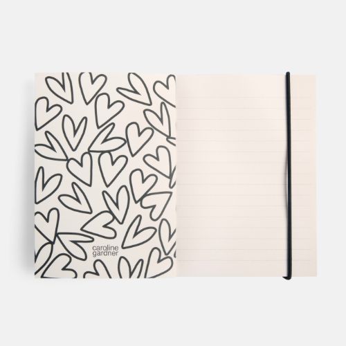 Multi Outline Hearts Slim Hardback Notebook